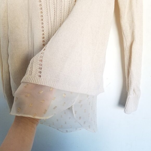 Lucky Brand Layer Look Split Back Knit Sweater Sm - Picture 5 of 14